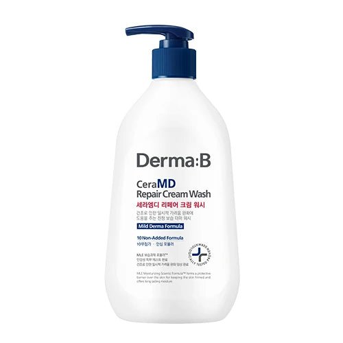 Derma:B CeraMD Repair Cream Wash – besonders sanfte, ceramidreiche Creme‑Waschlotion für trockene & sensible Haut, Produktfoto bei Chic & Glow.