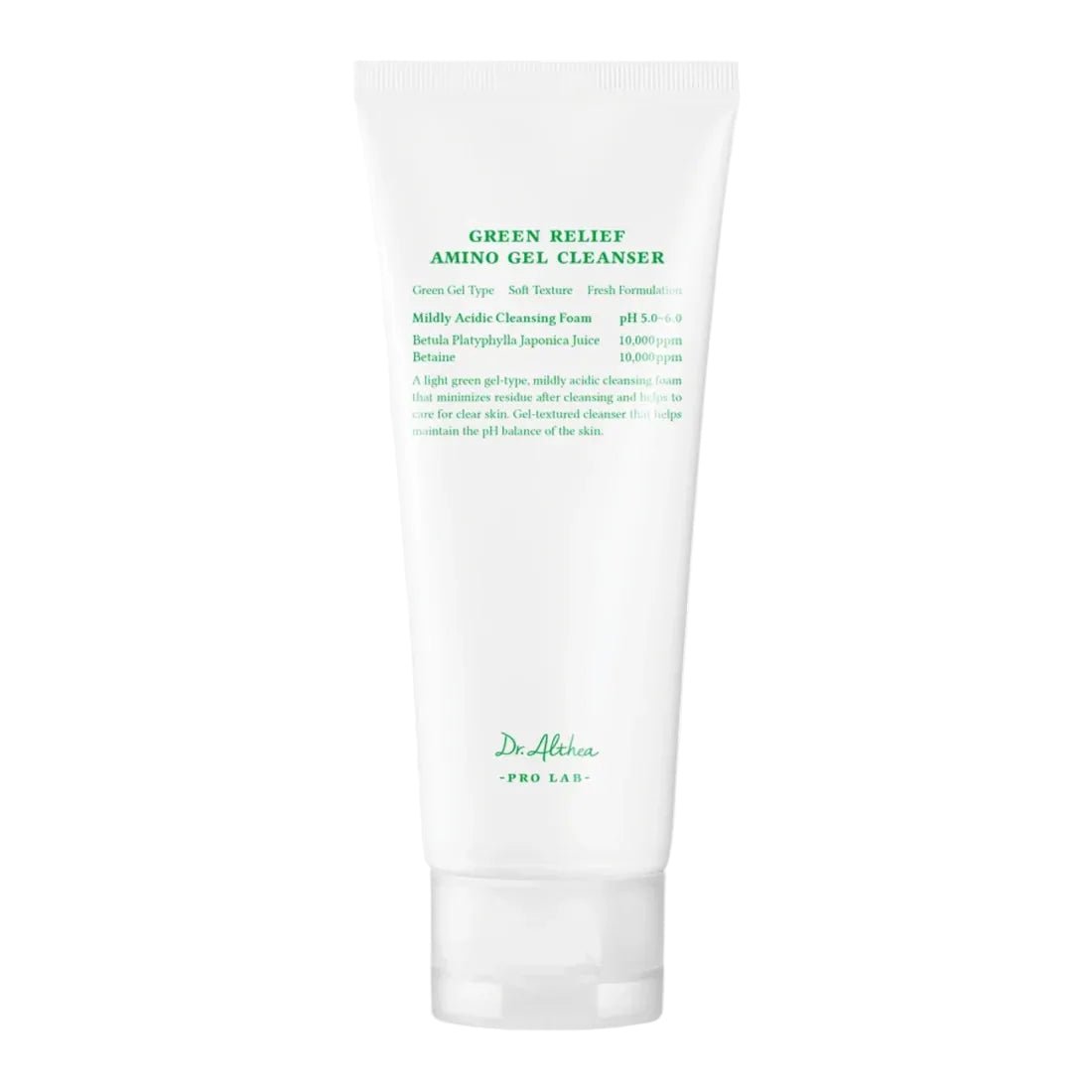 Dr. Althea Green Relief Amino Gel Cleanser – sanfter, pH‑freundlicher Gelreiniger mit Aminosäuren für empfindliche, gereizte Haut.