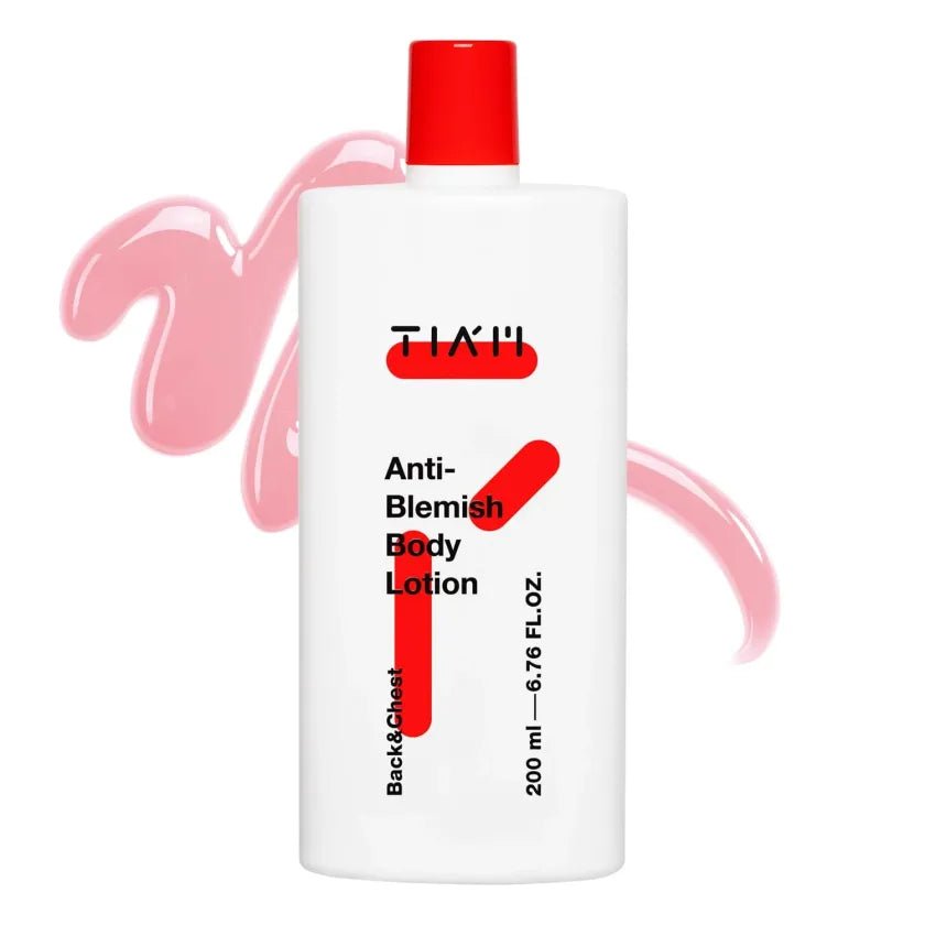 TIA’M Anti‑Blemish Body Lotion – klärende Körperlotion mit AHA & BHA gegen Körperunreinheiten, Produktfoto bei Chic & Glow.