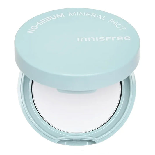 Innisfree No Sebum Mineral Pact – mattierender, porenverfeinernder Mineralpuder für ein glanzfreies Finish, Produktfoto bei Chic & Glow.