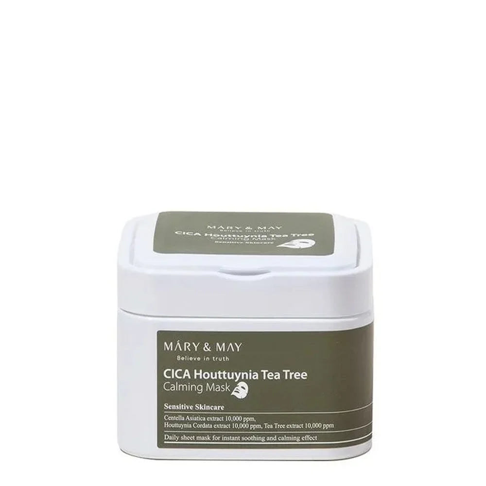 Mary & May Cica Houttuynia Tea Tree Calming Mask – beruhigende Tuchmasken mit Cica, Houttuynia & Teebaum zur Reduktion von Rötungen und Unreinheiten, Produktfoto bei Chic & Glow.