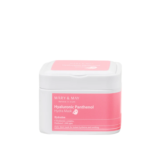 Mary & May Hyaluronic Panthenol Hydra Mask – intensiv feuchtigkeitsspendende, beruhigende Tuchmasken mit Hyaluron & Panthenol für pralle, hydratisierte Haut, Produktfoto bei Chic & Glow.