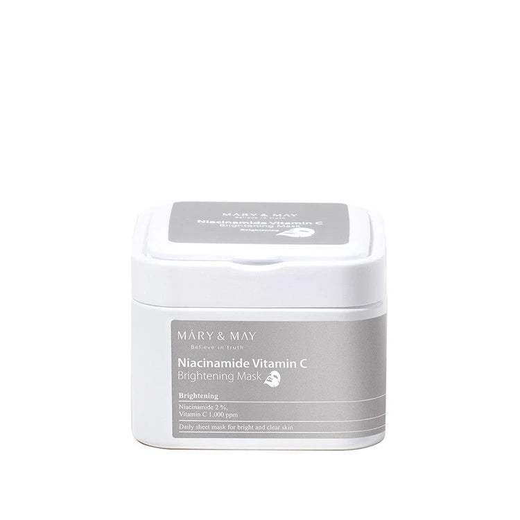 Mary & May Niacinamide Vitamin C Brightening Mask – aufhellende, glättende Tuchmasken mit Niacinamid & Vitamin C für einen ebenmäßigen Glow, Produktfoto bei Chic & Glow.