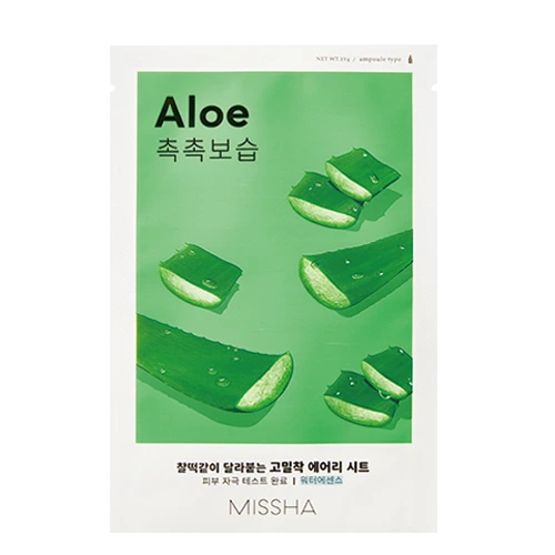 Missha Airy Fit Sheet Mask Aloe – beruhigende, feuchtigkeitsspendende Tuchmaske mit Aloe für empfindliche & trockene Haut, Produktfoto bei Chic & Glow.
