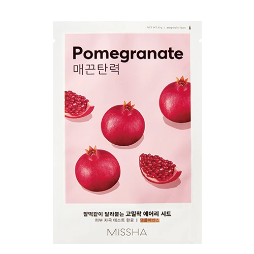 Missha Airy Fit Sheet Mask Pomegranate – straffende, antioxidative Tuchmaske mit Granatapfel für Glow & Vitalität, Produktfoto bei Chic & Glow.