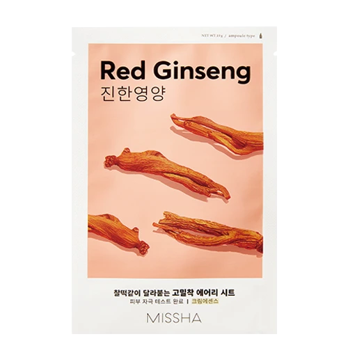 Missha Airy Fit Sheet Mask Red Ginseng – straffende, revitalisierende Tuchmaske mit rotem Ginseng für Energie & Glow, Produktfoto bei Chic & Glow.