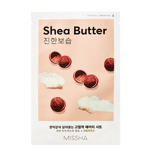 Missha Airy Fit Sheet Mask Shea Butter – intensiv nährende, beruhigende Tuchmaske mit Sheabutter für trockene & empfindliche Haut, Produktfoto bei Chic & Glow.