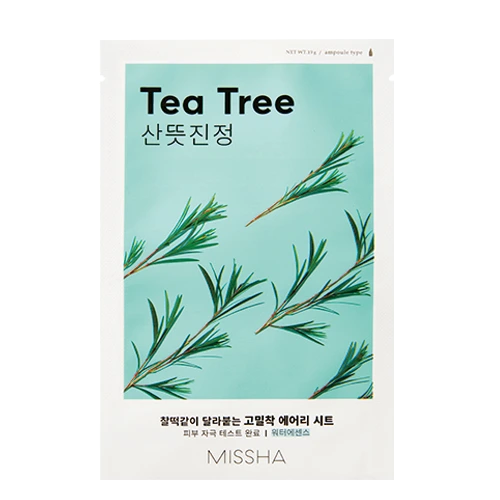 Missha Airy Fit Sheet Mask Tea Tree – klärende, beruhigende Tuchmaske mit Teebaumextrakt für unreine & gereizte Haut, Produktfoto bei Chic & Glow.