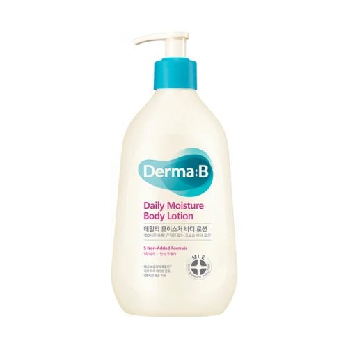 Derma:B Daily Moisture Body Lotion – leichte, feuchtigkeitsspendende Körperlotion für trockene & sensible Haut, Produktfoto bei Chic & Glow.