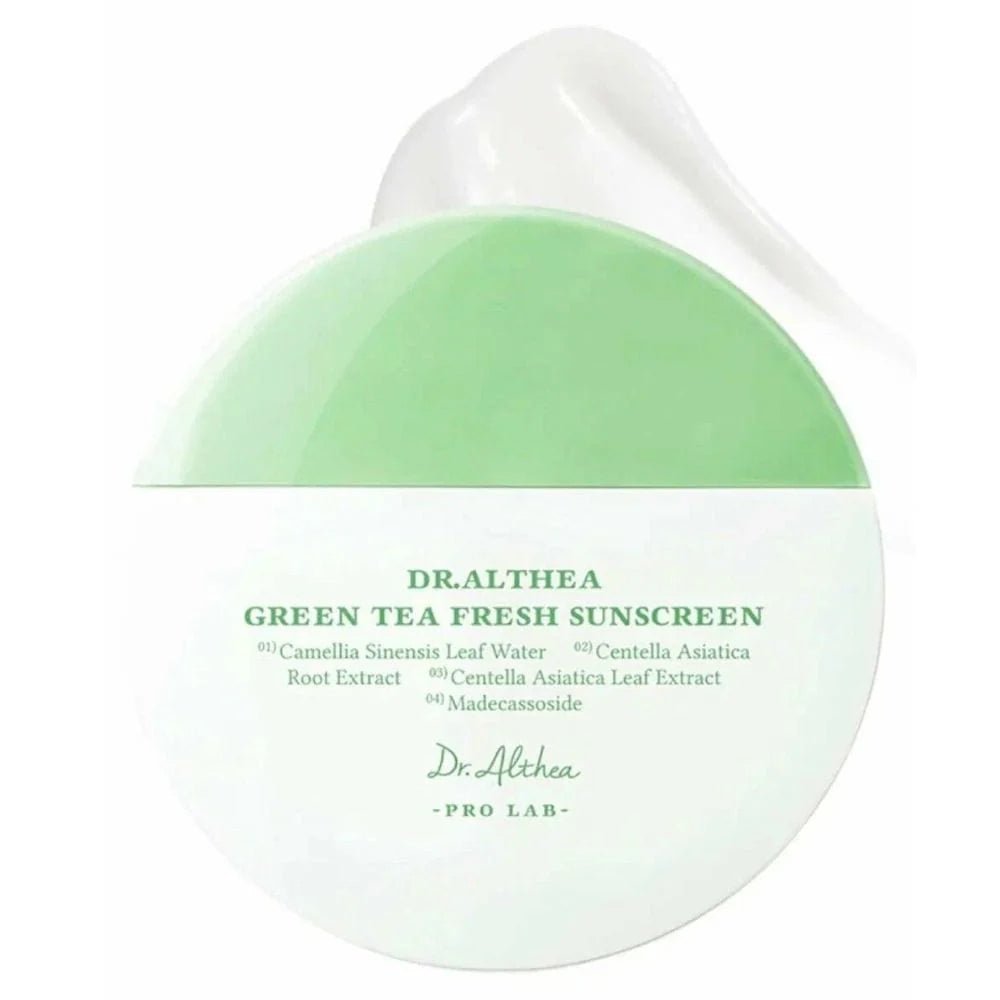 Dr. Althea Green Tea Fresh Sunscreen – leichter, beruhigender Sonnenschutz mit Grüntee für empfindliche Haut, erhältlich bei Chic & Glow.