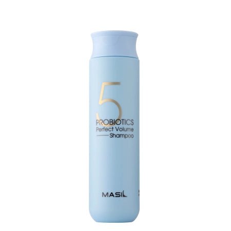 Masil 5 Probiotics Perfect Volume Shampoo – probiotisches Volumen‑Shampoo für frisches, kräftigeres Haar, Produktfoto bei Chic & Glow.