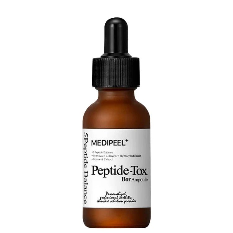 Medi‑Peel Peptide‑Tox Bor Ampoule – straffendes Anti‑Aging‑Serum mit Peptiden zur Glättung feiner Linien, Produktfoto bei Chic & Glow.