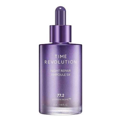 Missha Time Revolution Night Repair Ampoule 5X – regenerierendes Nachtserum mit probiotischer 5X‑Formel für straffere, glattere Haut, erhältlich bei Chic & Glow.