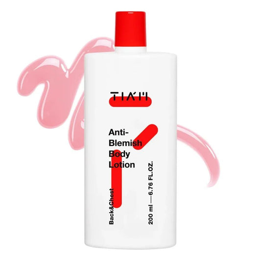 TIA’M Anti‑Blemish Body Lotion – klärende Körperlotion mit AHA & BHA gegen Körperunreinheiten, Produktfoto bei Chic & Glow.