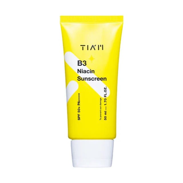 TIA’M B3 Niacin Sunscreen SPF50+ PA++++ – leichter Niacinamide‑Sonnenschutz mit hohem UV‑Schutz, Produktfoto bei Chic & Glow.