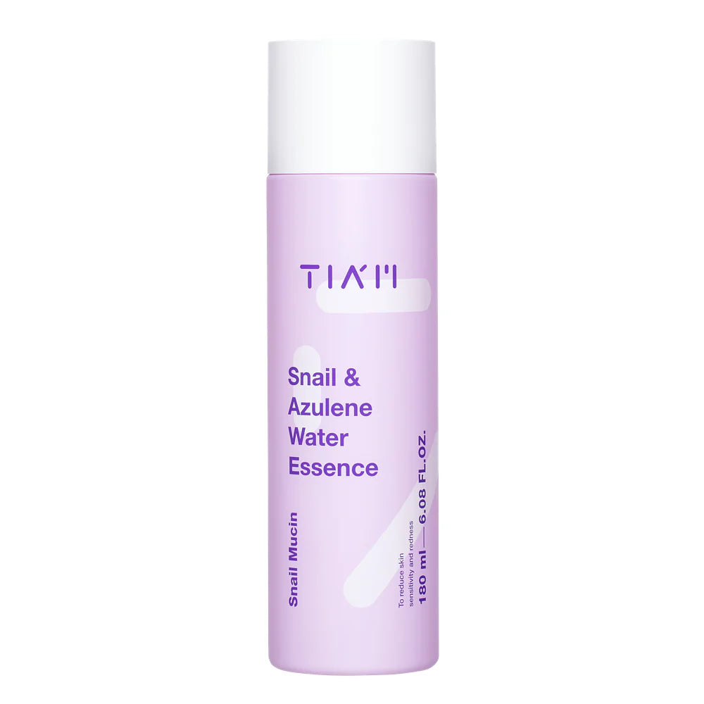 TIA’M Snail & Azulene Water Essence – Frontansicht der beruhigenden Feuchtigkeits‑Essenz mit Snail & Azulene, Produktfoto bei Chic & Glow.